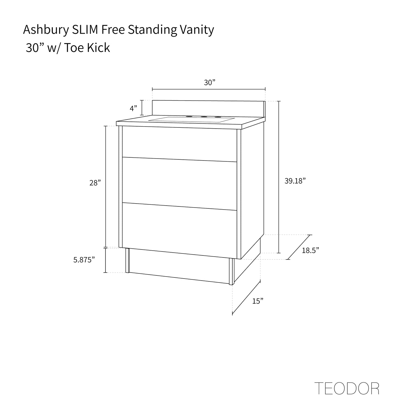 
                  
                    Ashbury SLIM 30" Natural White Oak Bathroom Vanity - All Drawers
                  
                