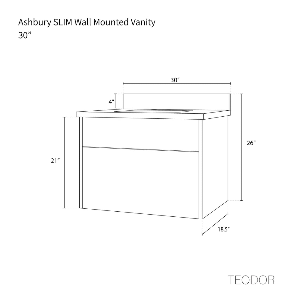 
                  
                    Ashbury SLIM 30" Wall Mount Natural White Oak Bathroom Vanity - All Drawers
                  
                