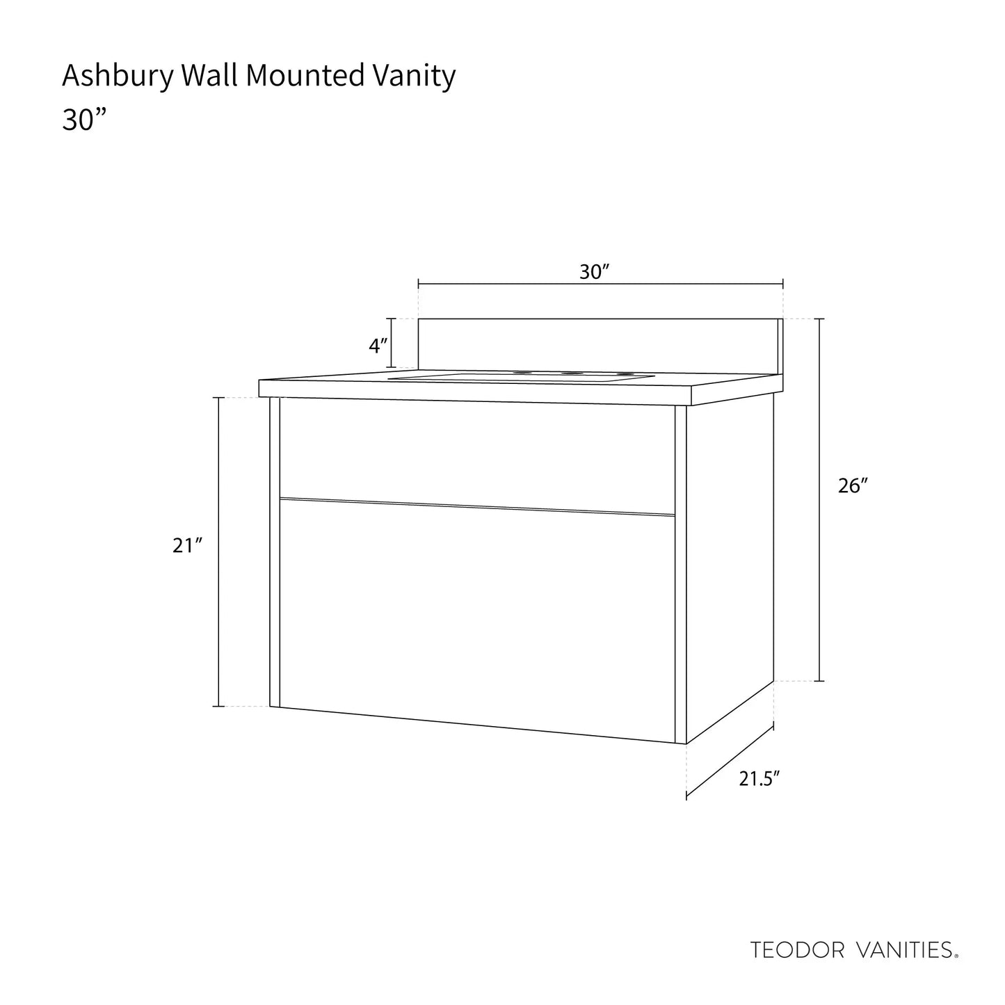 
                  
                    Ashbury SLIM 30" Wall Mount Natural White Oak Bathroom Vanity - All Drawers Teodor Bathroom Vanity Canada
                  
                