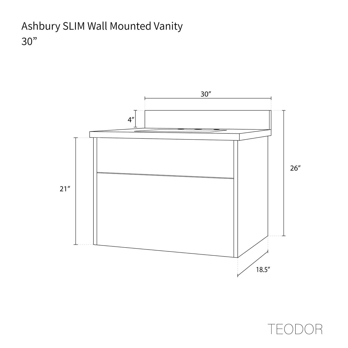 
                  
                    Ashbury SLIM 30" Wall Mount Natural White Oak Bathroom Vanity - All Drawers
                  
                