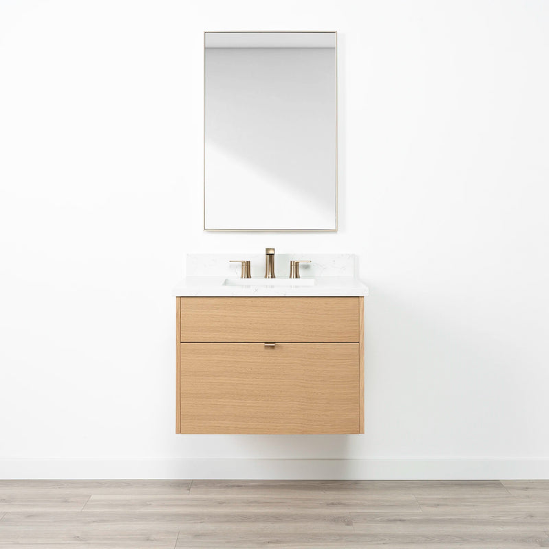 Ashbury 30" Wall Mount Natural White Oak Bathroom Vanity