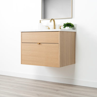 Ashbury 30" Wall Mount Natural White Oak Bathroom Vanity