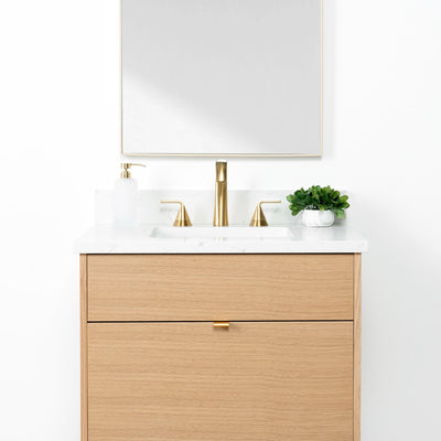 Ashbury 30" Wall Mount Natural White Oak Bathroom Vanity