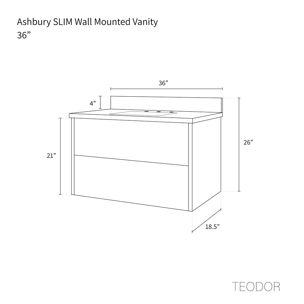 
                  
                    Ashbury SLIM 36" Wall Mount Natural White Oak Bathroom Vanity
                  
                