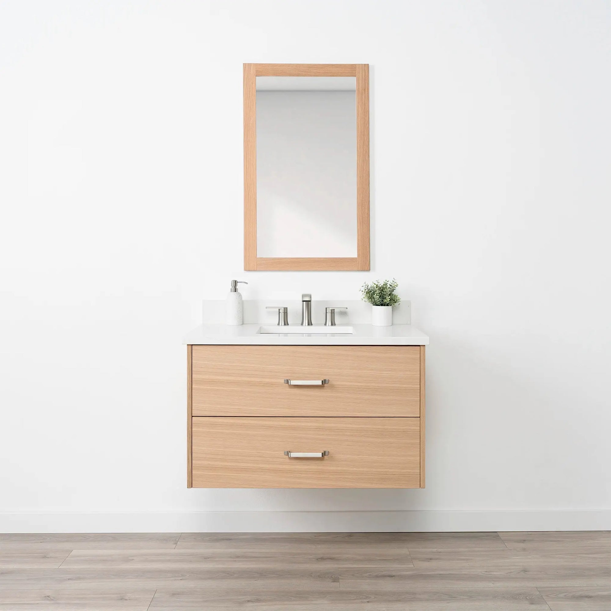 Ashbury 36" Wall Mount Natural White Oak Bathroom Vanity