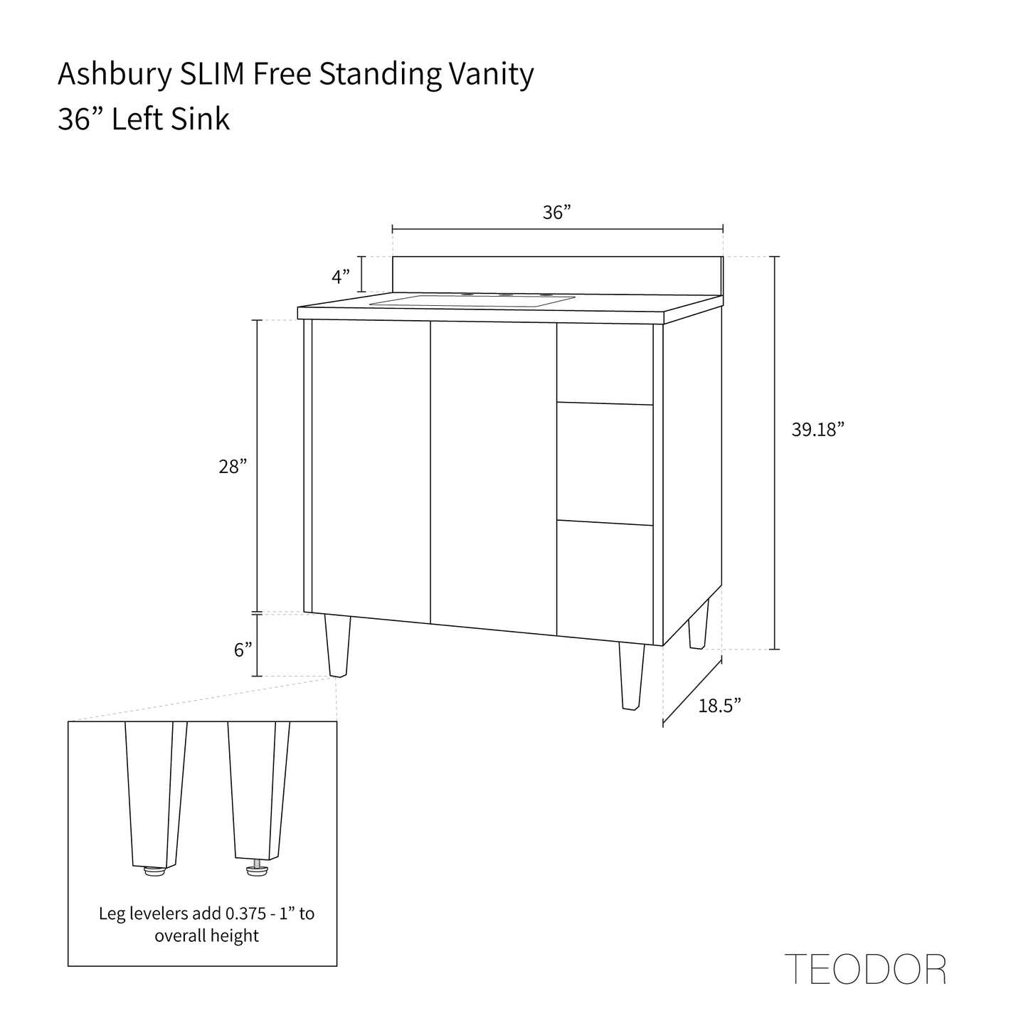 
                  
                    Ashbury SLIM 36" Natural White Oak Bathroom Vanity, Left Sink
                  
                