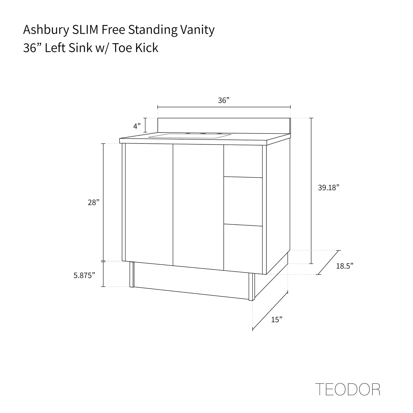 
                  
                    Ashbury SLIM 36" Natural White Oak Bathroom Vanity, Left Sink
                  
                