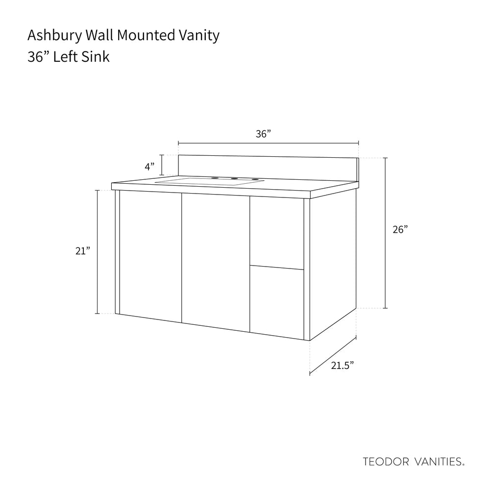 
                  
                    Ashbury SLIM 36" Wall Mount Natural White Oak Bathroom Vanity, Left Sink Teodor Bathroom Vanity Canada
                  
                
