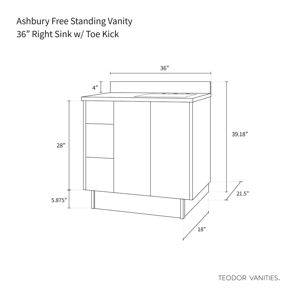 
                  
                    Ashbury SLIM 36" Natural White Oak Bathroom Vanity, Right Sink Teodor Bathroom Vanity Canada
                  
                