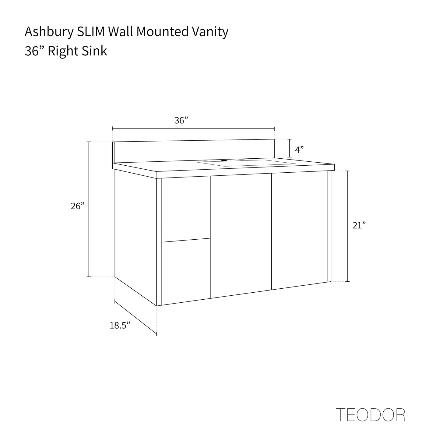 
                  
                    Ashbury SLIM 36" Wall Mount Natural White Oak Bathroom Vanity, Right Sink
                  
                