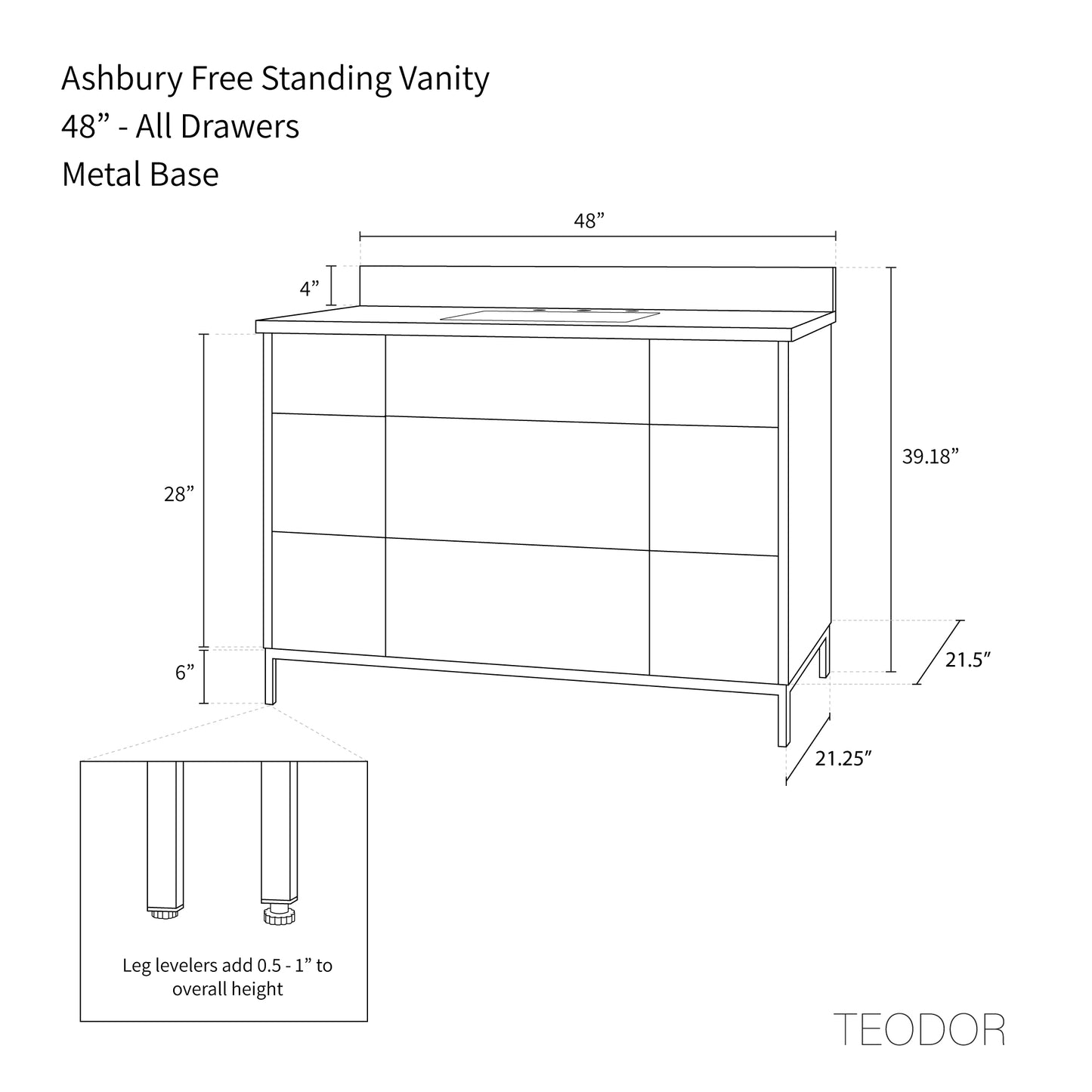 
                  
                    Ashbury 48" Natural White Oak Bathroom Vanity - All Drawers
                  
                