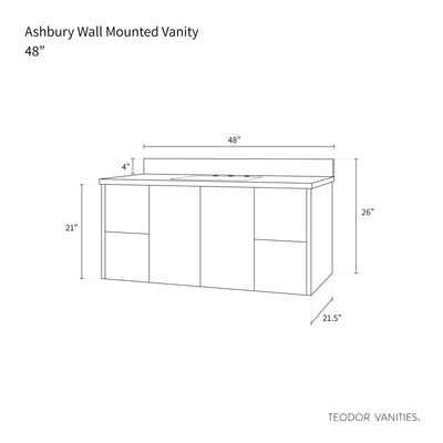 Ashbury 48" Wall Mount Natural White Oak Bathroom Vanity