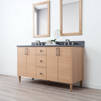 Ashbury 60" Natural White Oak Bathroom Vanity, Double Sink