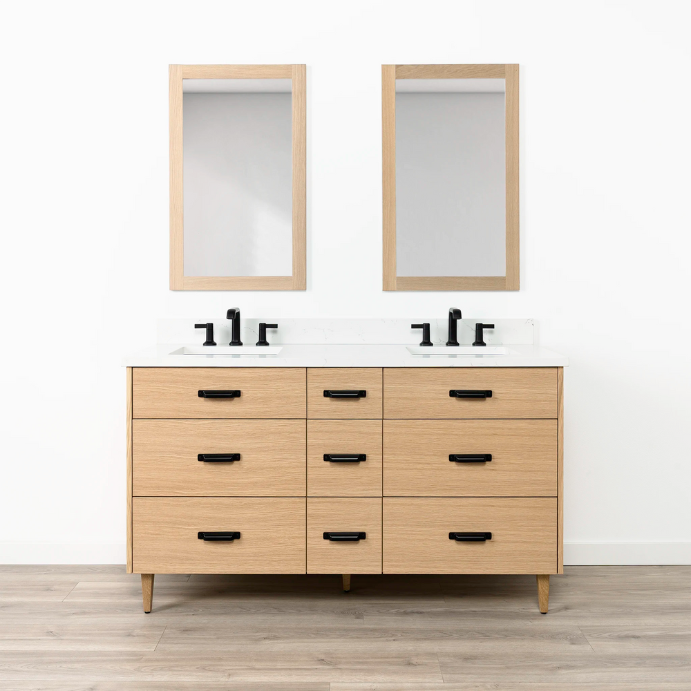 
                  
                    Ashbury 60" Natural White Oak Bathroom Vanity, Double Sink w/ Drawers
                  
                