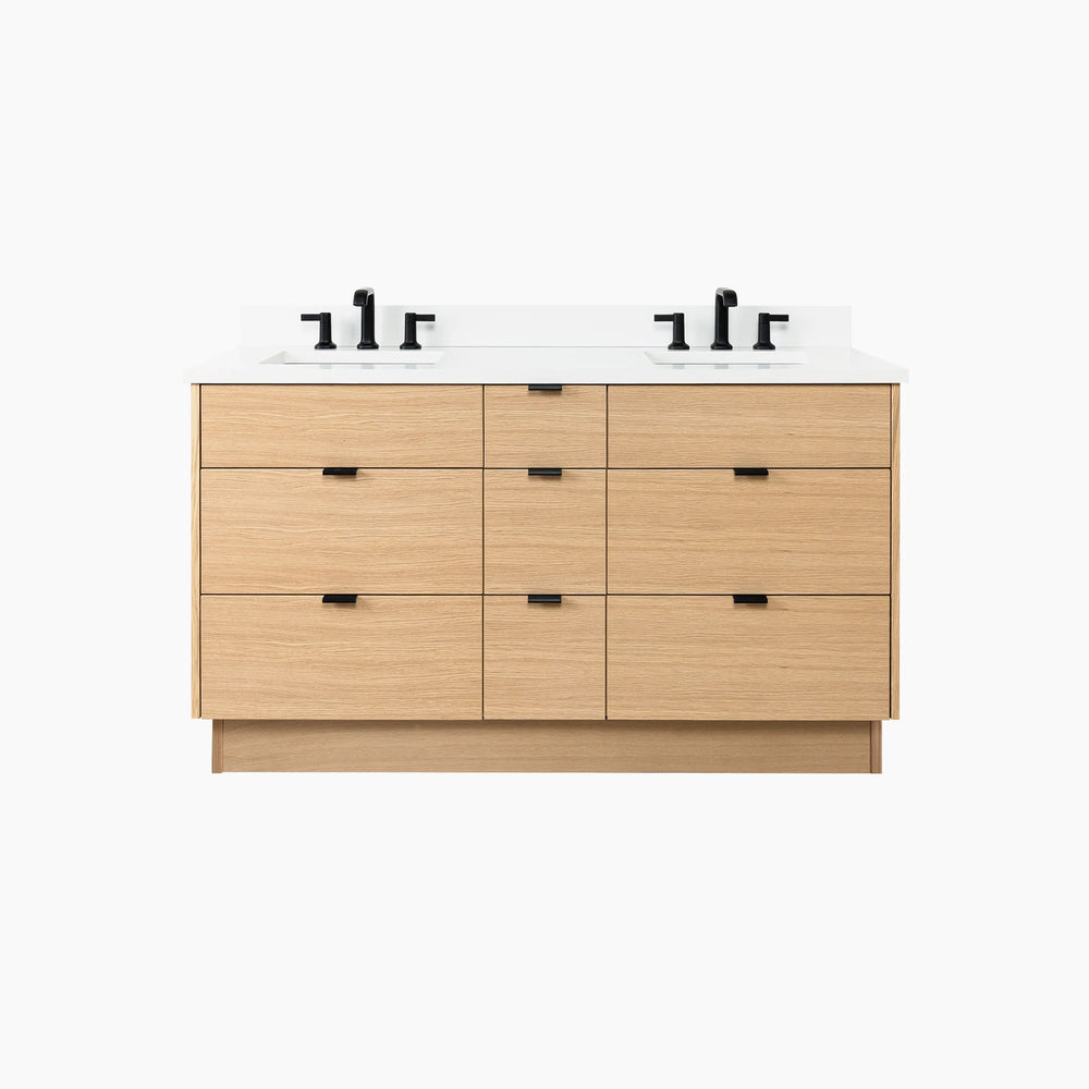 
                  
                    Ashbury 60" Natural White Oak Bathroom Vanity, Double Sink w/ Drawers
                  
                