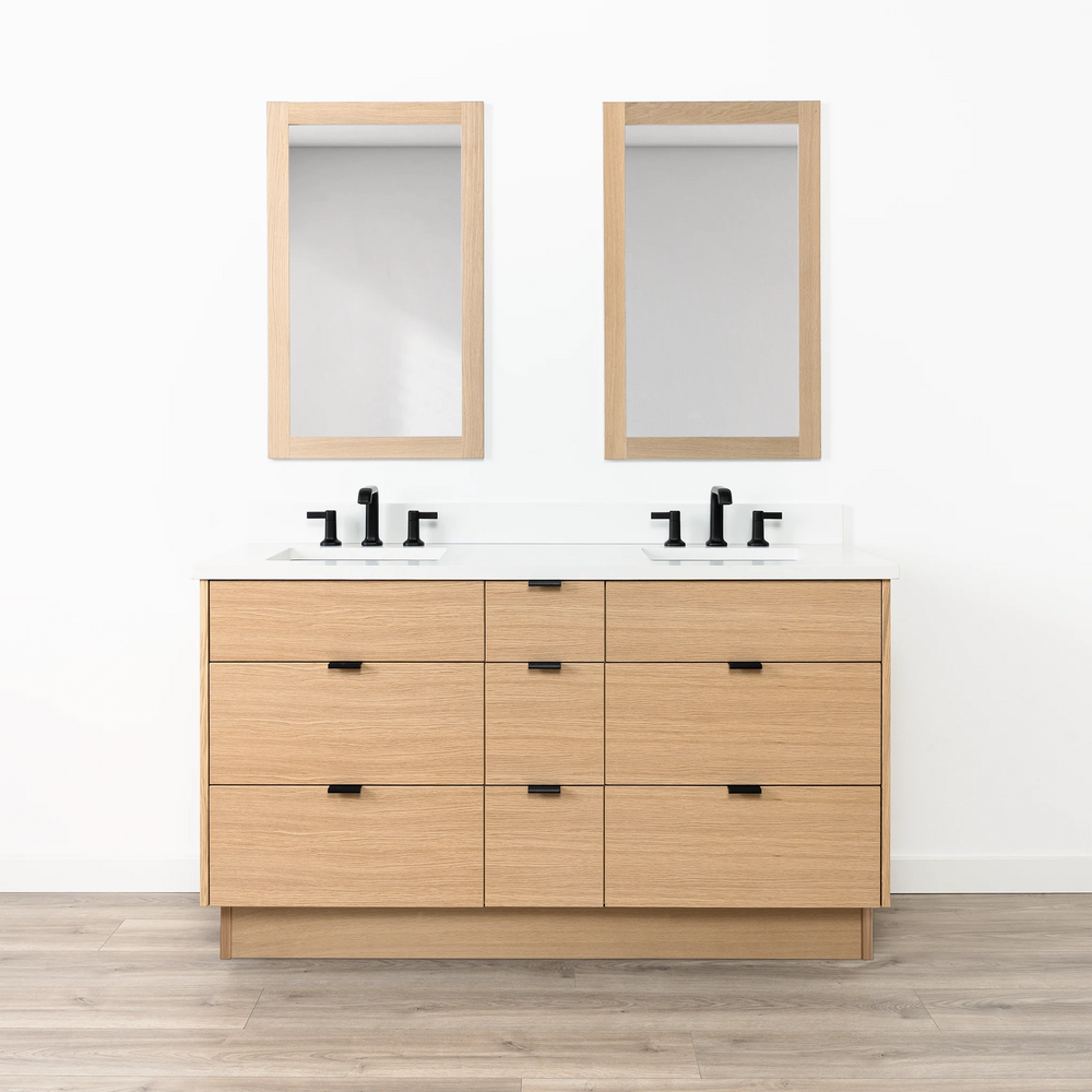 
                  
                    Ashbury 60" Natural White Oak Bathroom Vanity, Double Sink w/ Drawers
                  
                