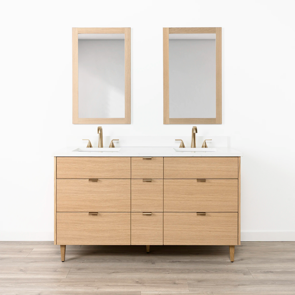 
                  
                    Ashbury 60" Natural White Oak Bathroom Vanity, Double Sink - All Drawers
                  
                