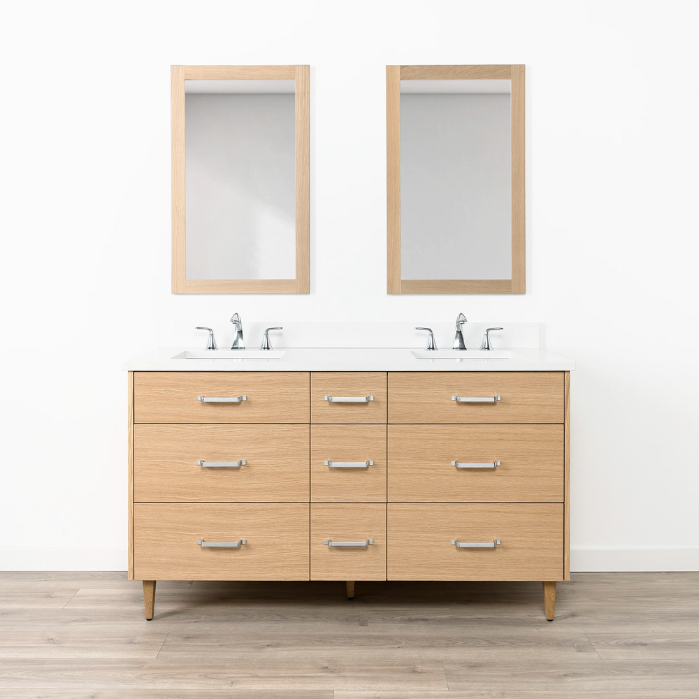 
                  
                    Ashbury 60" Natural White Oak Bathroom Vanity, Double Sink w/ Drawers
                  
                