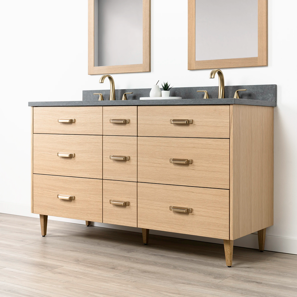 
                  
                    Ashbury 60" Natural White Oak Bathroom Vanity, Double Sink w/ Drawers
                  
                