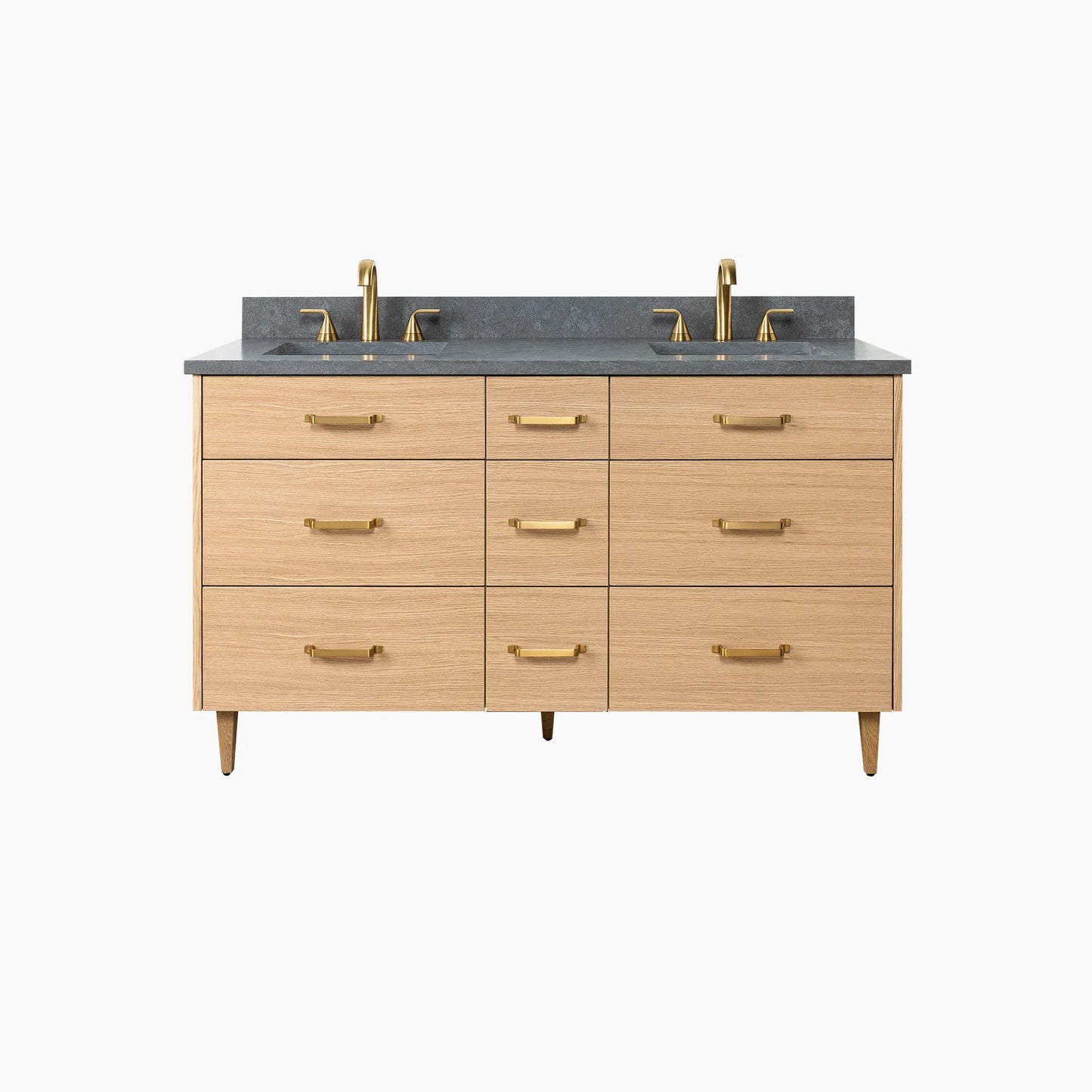 Ashbury 60" Natural White Oak Bathroom Vanity, Double Sink w/ Drawers