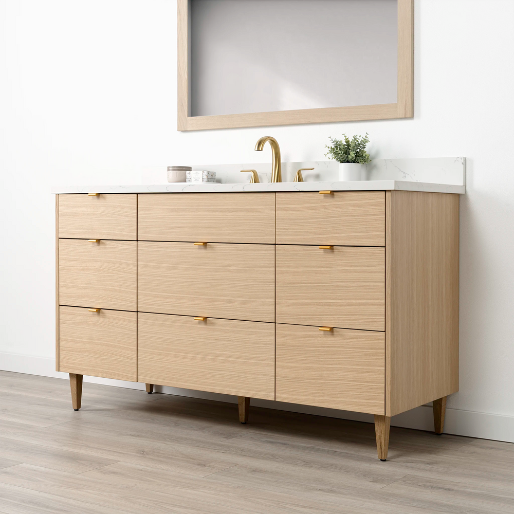 
                  
                    Ashbury 60" Natural White Oak Bathroom Vanity - All Drawers
                  
                