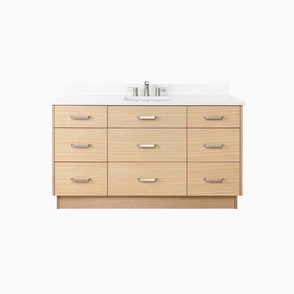 
                  
                    Ashbury 60" Natural White Oak Bathroom Vanity - All Drawers
                  
                