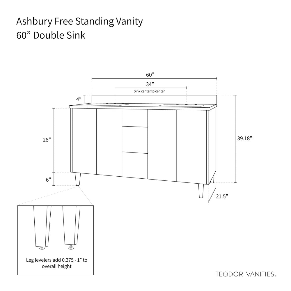 
                  
                    Ashbury SLIM 60" Natural White Oak Bathroom Vanity, Double Sink Teodor Bathroom Vanity Canada
                  
                