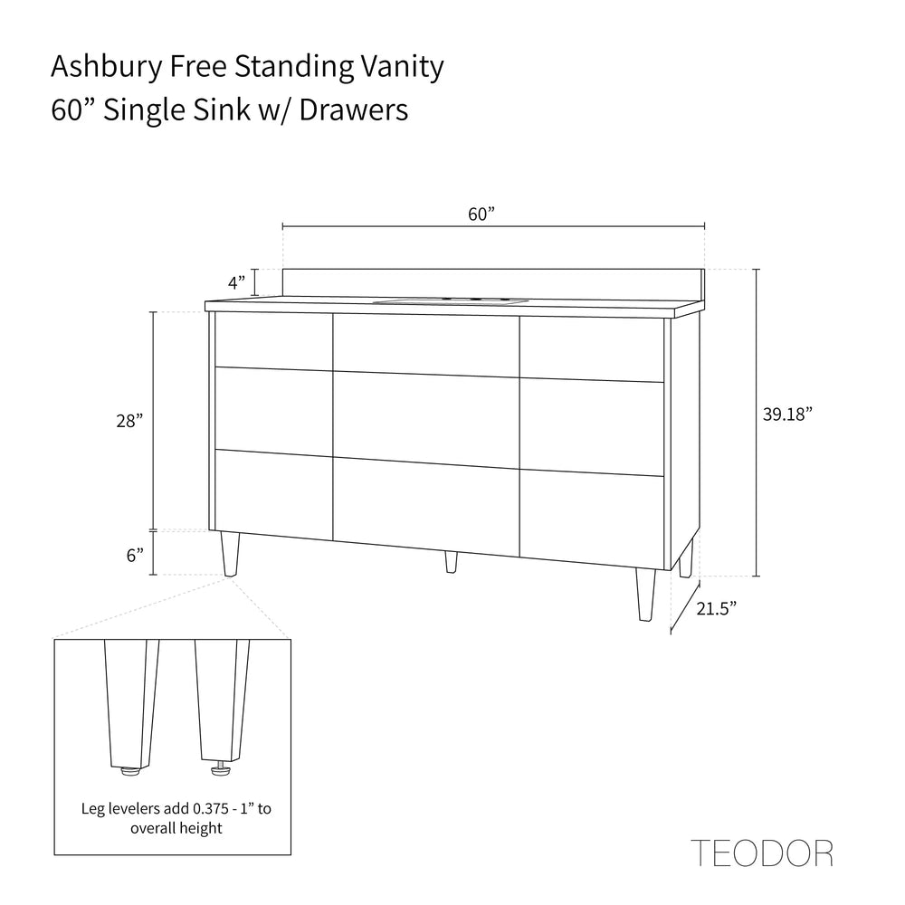 
                  
                    Ashbury SLIM 60" Natural White Oak Bathroom Vanity - All Drawers Teodor Bathroom Vanity Canada
                  
                