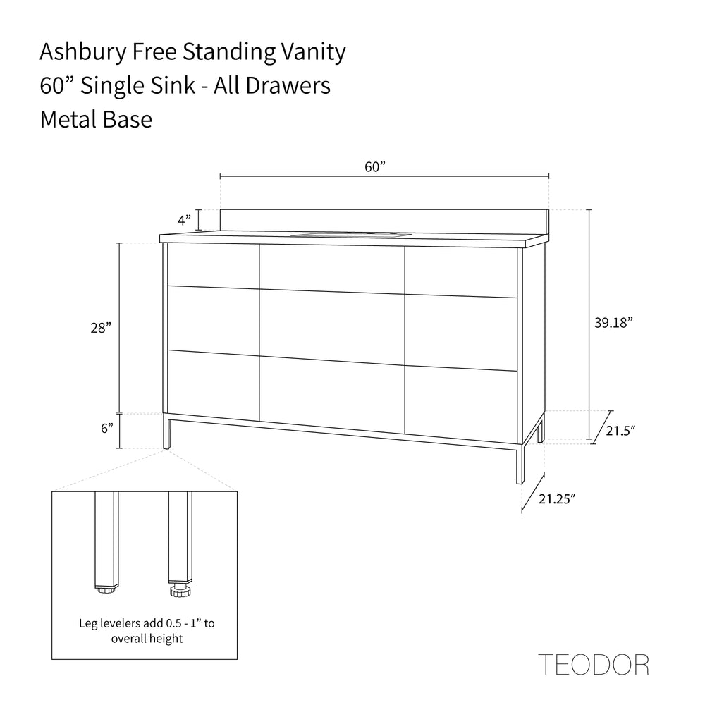 
                  
                    Ashbury 60" Natural White Oak Bathroom Vanity - All Drawers
                  
                