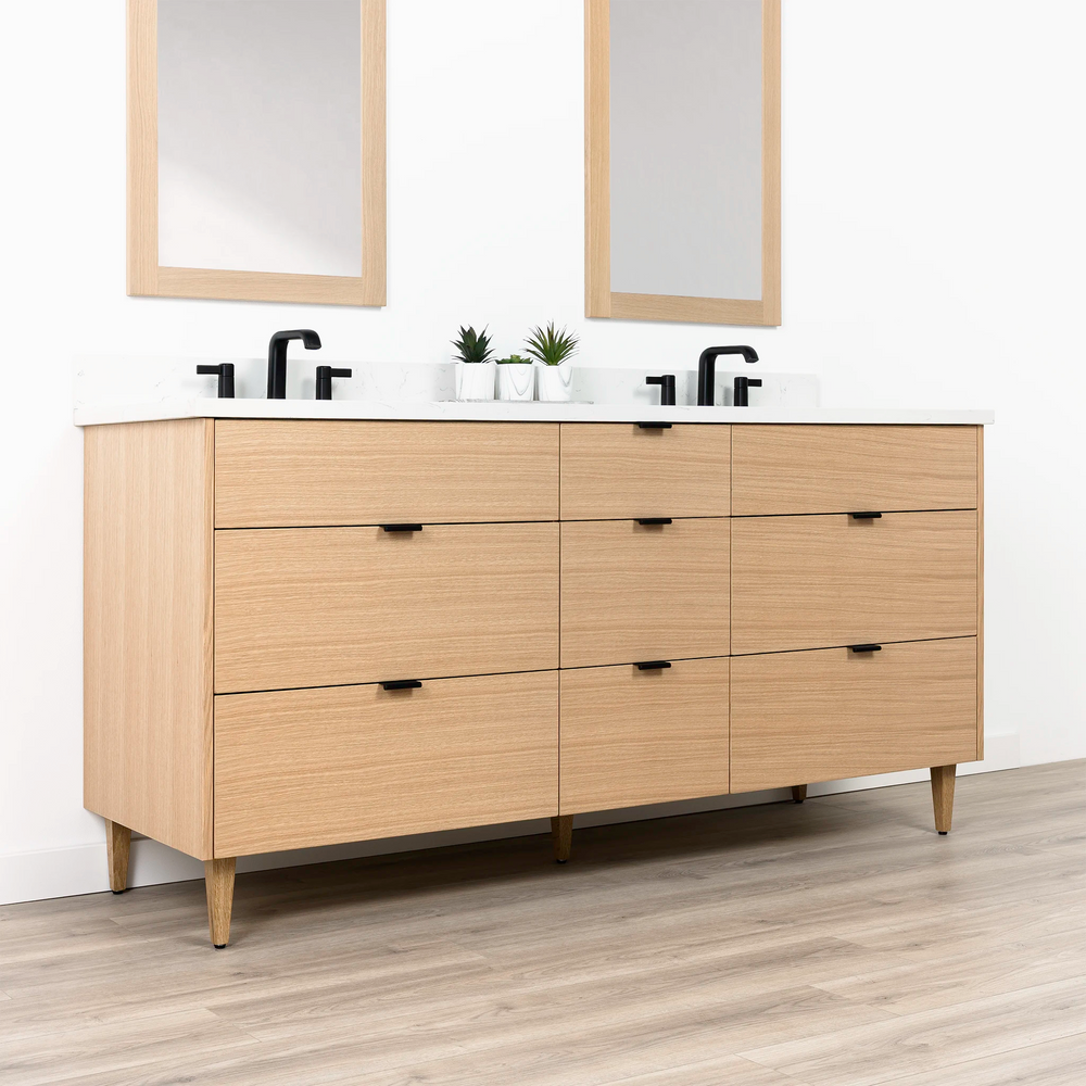 
                  
                    Ashbury 72" Natural White Oak Bathroom Vanity, Double Sink - All Drawers
                  
                