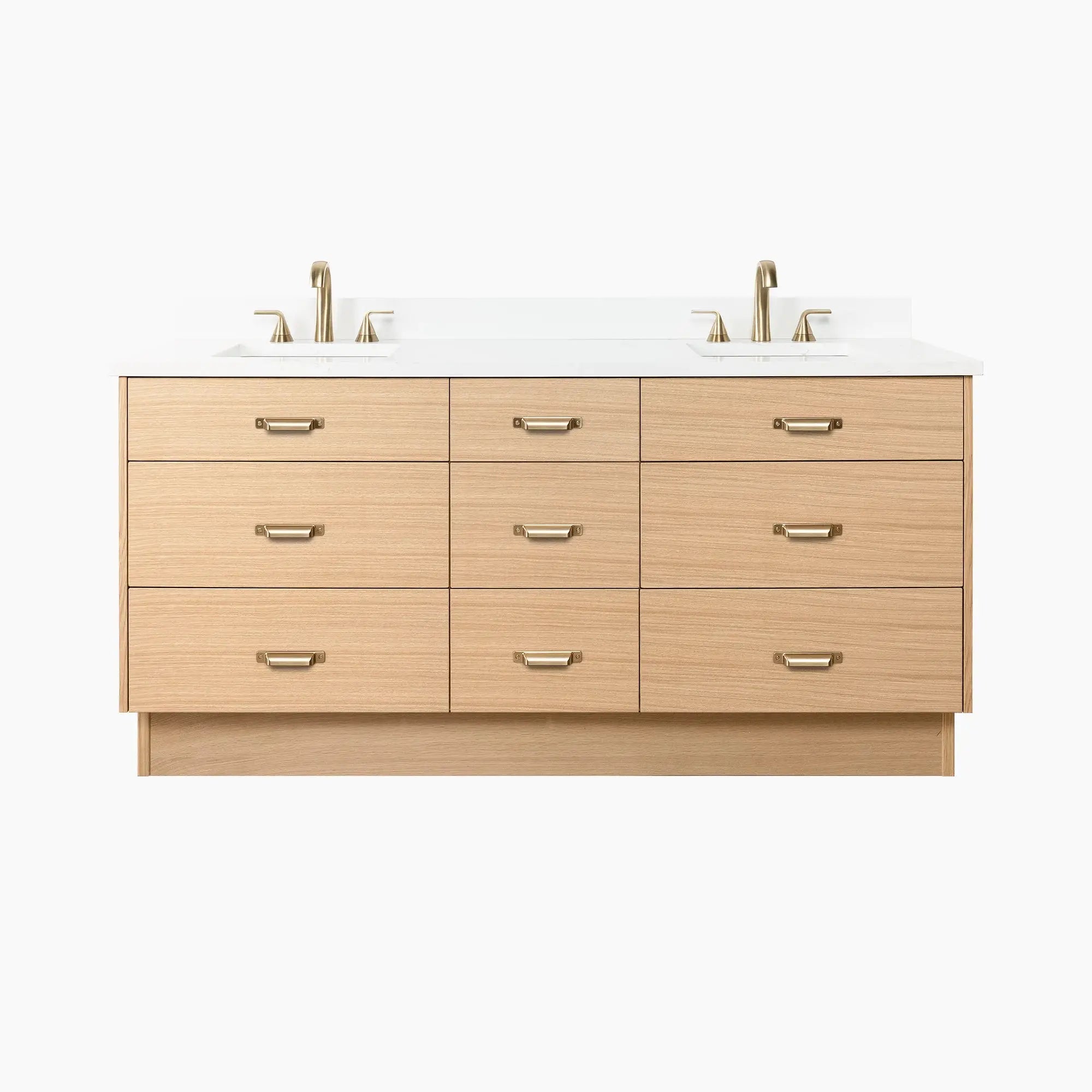 Ashbury SLIM 72" Natural White Oak Bathroom Vanity, Double Sink - All Drawers Teodor Bathroom Vanity Canada