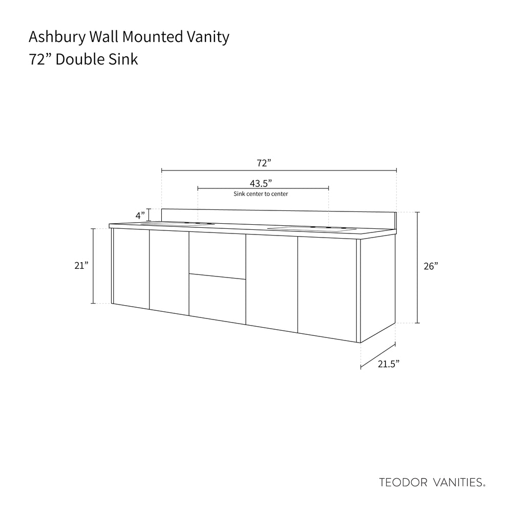 
                  
                    Ashbury 72" Wall Mount Natural White Oak Bathroom Vanity, Double Sink
                  
                