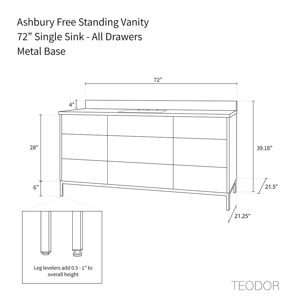 
                  
                    Ashbury 72" Natural White Oak Bathroom Vanity - All Drawers
                  
                