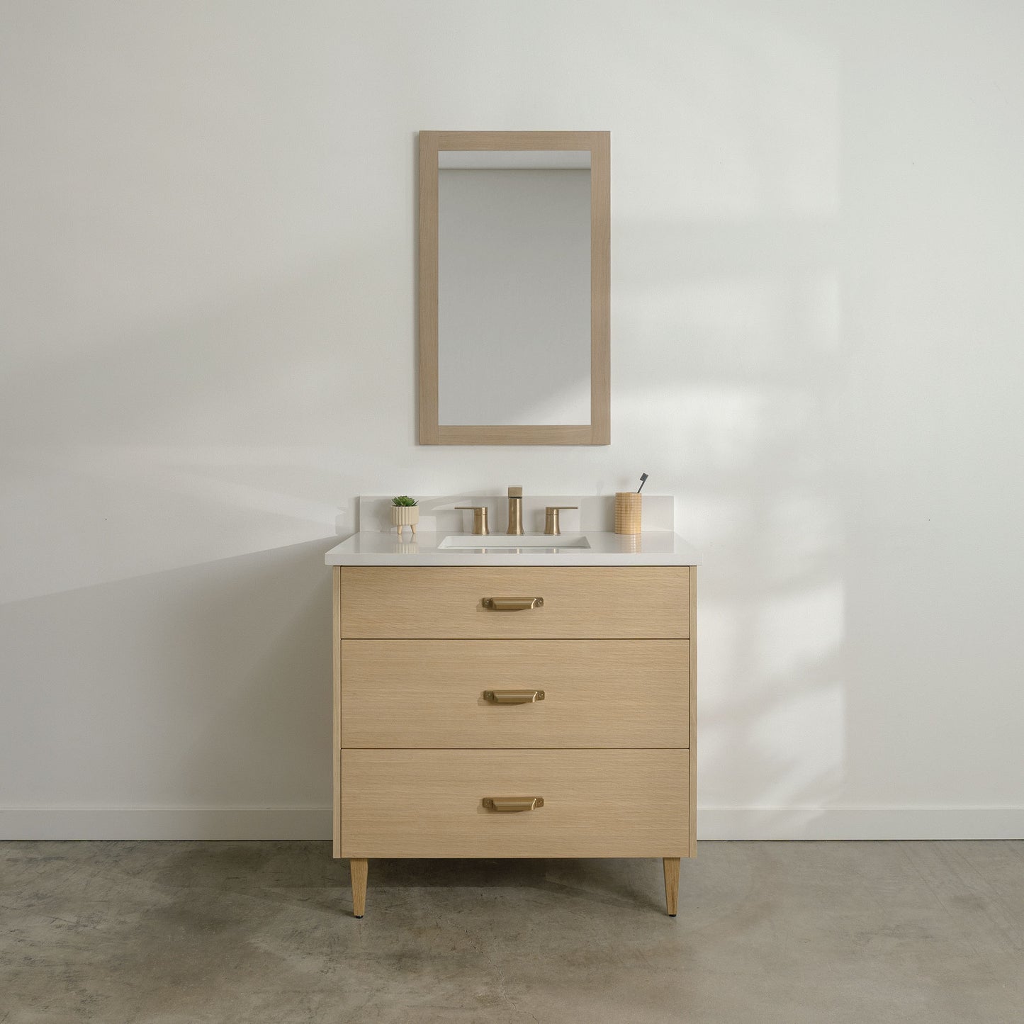 Ashbury SLIM 36" Natural White Oak Bathroom Vanity - All Drawers Teodor Bathroom Vanity Canada