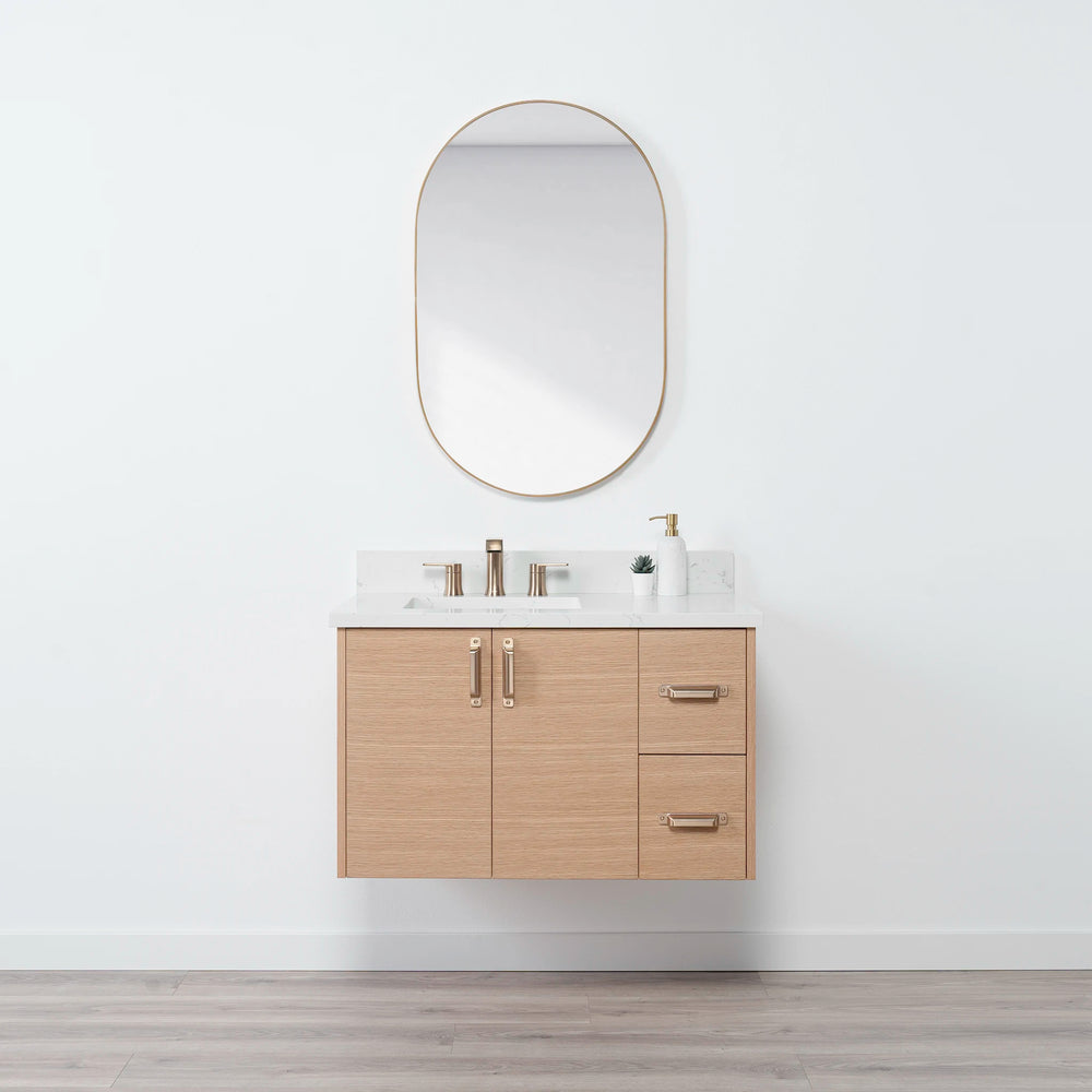 
                  
                    Ashbury 36" Wall Mount Natural White Oak Bathroom Vanity, Left Sink
                  
                