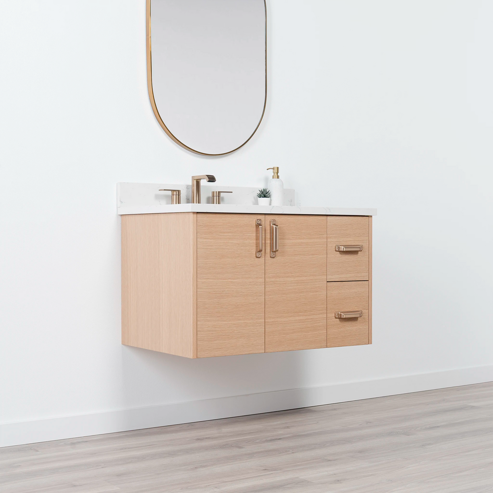 
                  
                    Ashbury 36" Wall Mount Natural White Oak Bathroom Vanity, Left Sink
                  
                