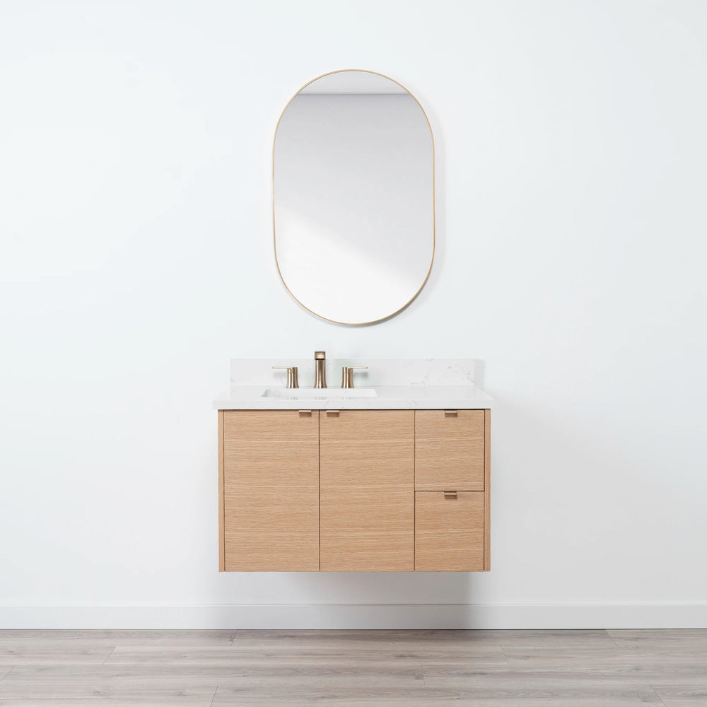 
                  
                    Ashbury 36" Wall Mount Natural White Oak Bathroom Vanity, Left Sink
                  
                