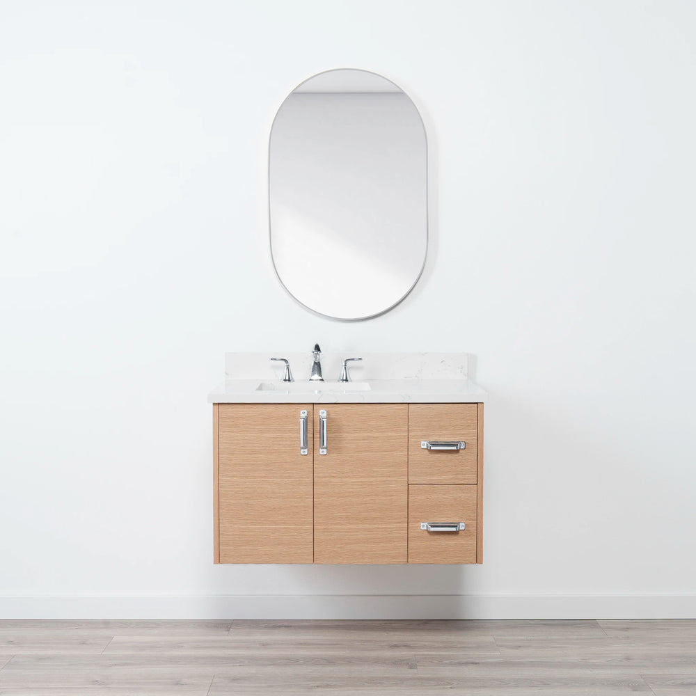 
                  
                    Ashbury 36" Wall Mount Natural White Oak Bathroom Vanity, Left Sink
                  
                