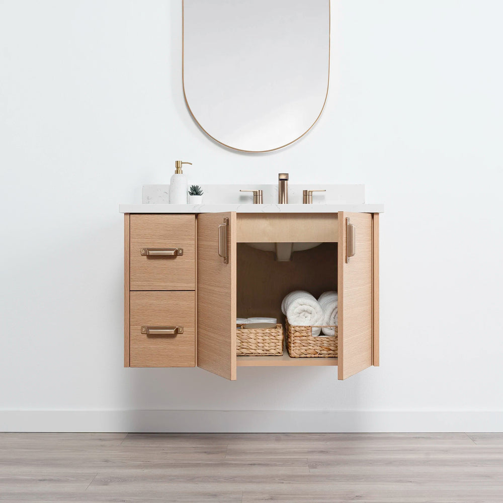 
                  
                    Ashbury 36" Wall Mount Natural White Oak Bathroom Vanity, Right Sink
                  
                