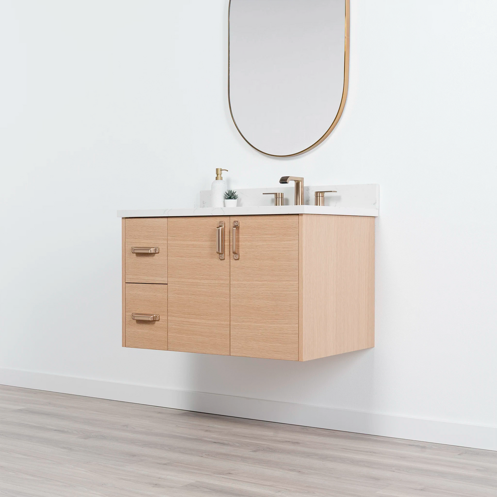 
                  
                    Ashbury 36" Wall Mount Natural White Oak Bathroom Vanity, Right Sink
                  
                