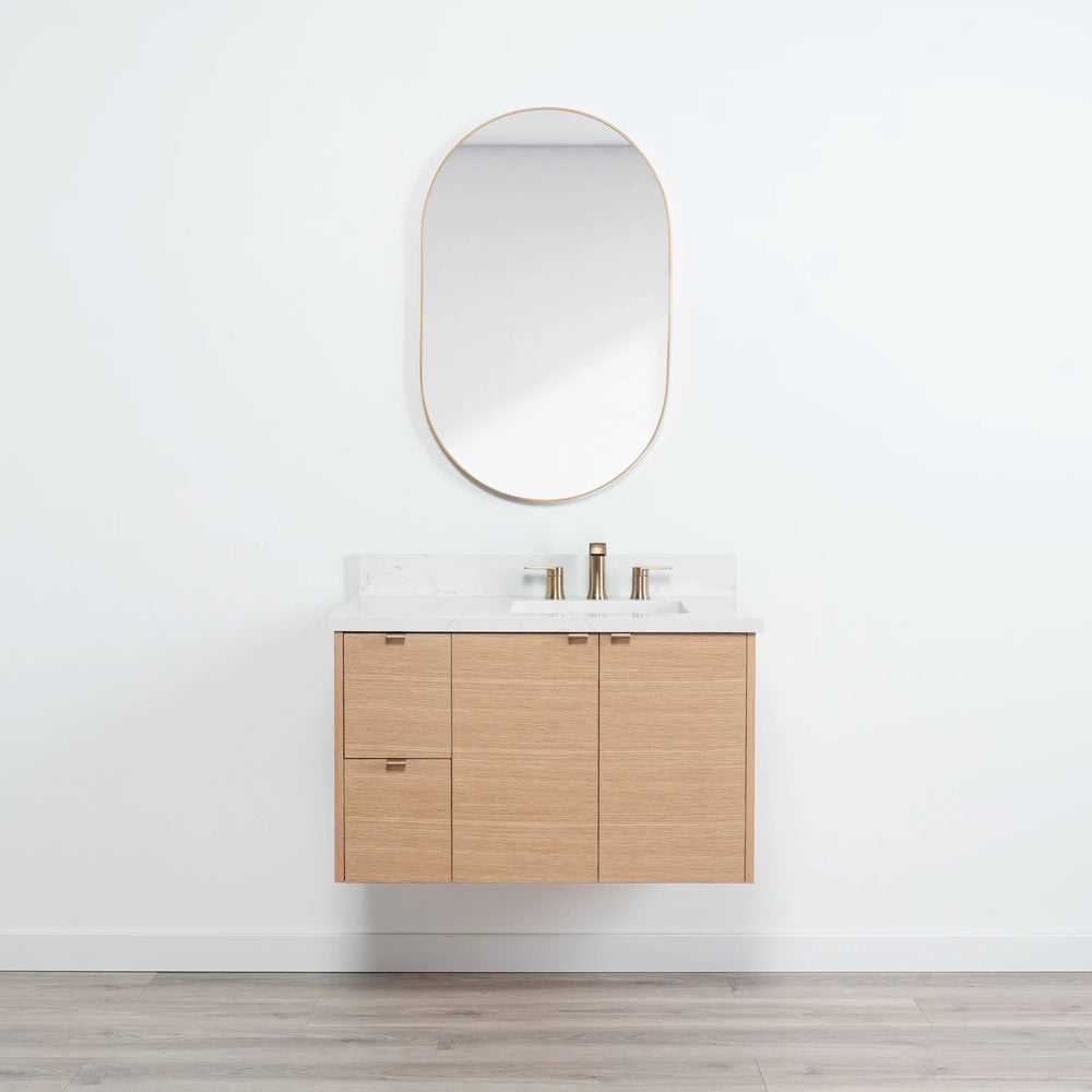 
                  
                    Ashbury 36" Wall Mount Natural White Oak Bathroom Vanity, Right Sink
                  
                