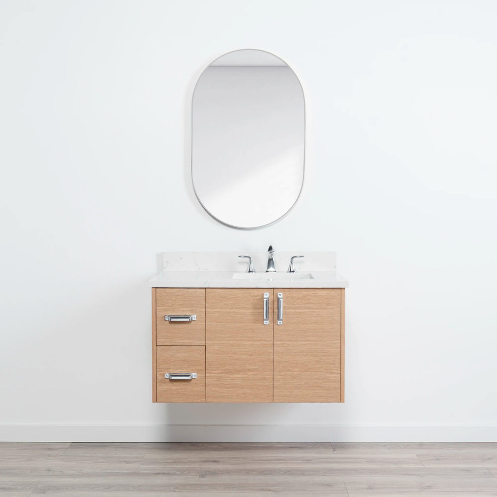 
                  
                    Ashbury 36" Wall Mount Natural White Oak Bathroom Vanity, Right Sink
                  
                