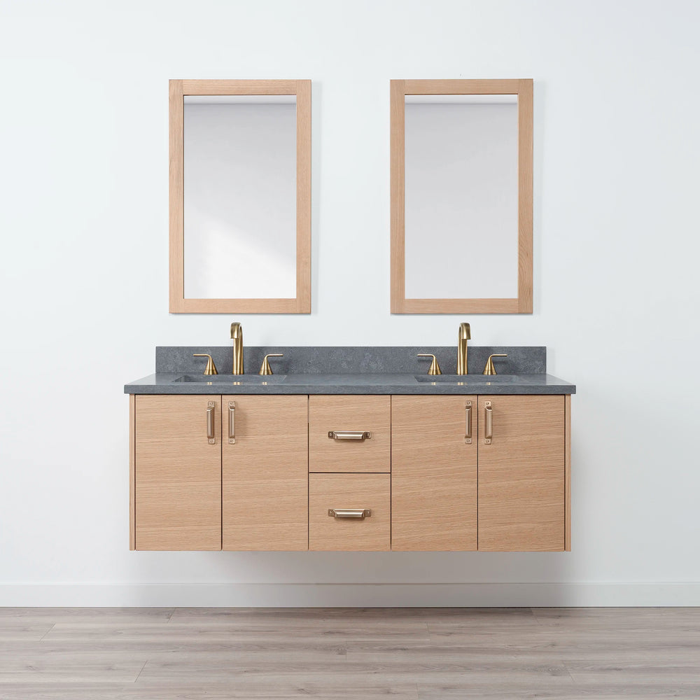 
                  
                    Ashbury 60" Wall Mount Natural White Oak Bathroom Vanity, Double Sink
                  
                