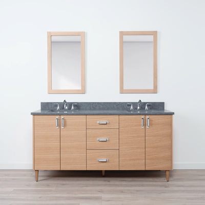 Ashbury 72" Natural White Oak Bathroom Vanity, Double Sink