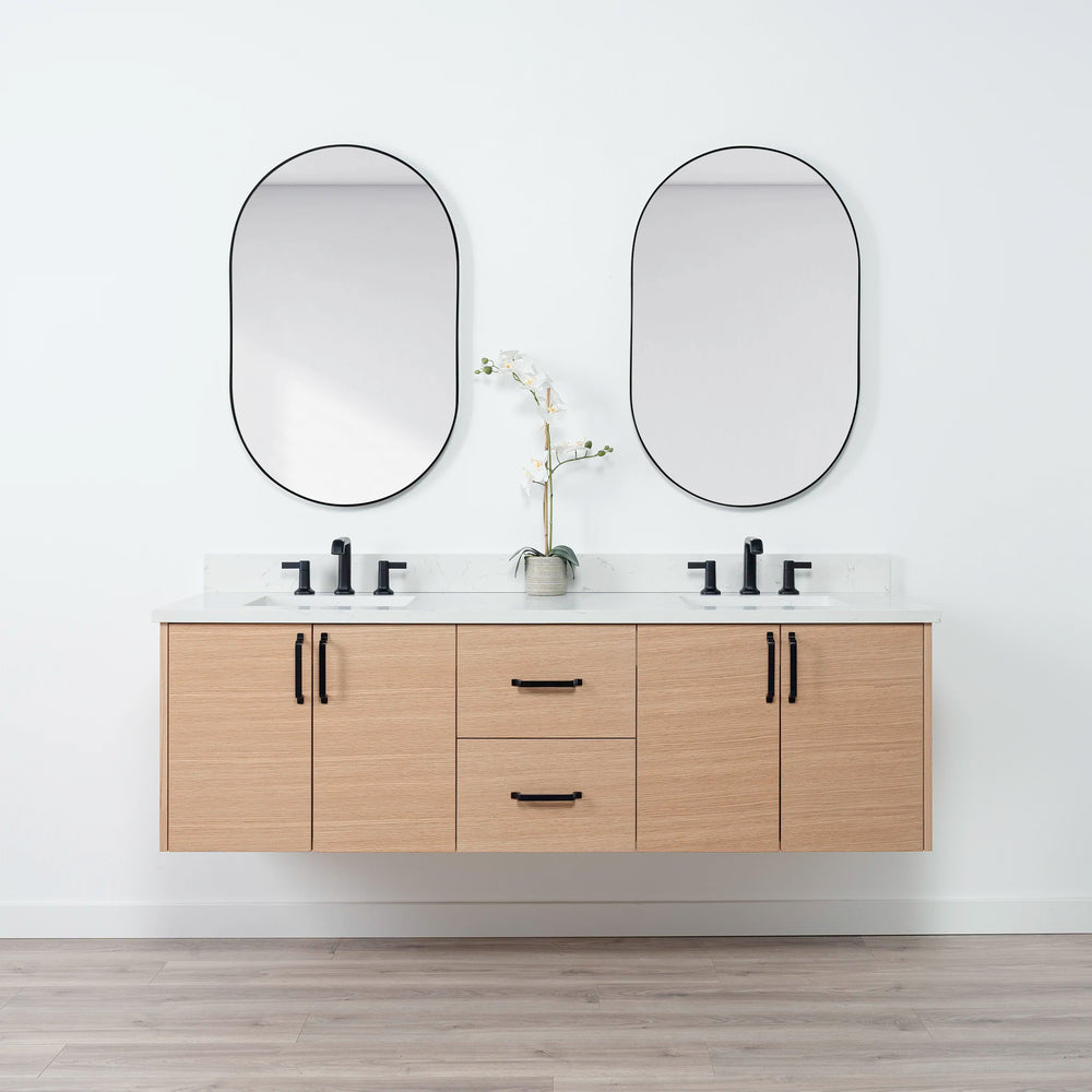 
                  
                    Ashbury 72" Wall Mount Natural White Oak Bathroom Vanity, Double Sink
                  
                