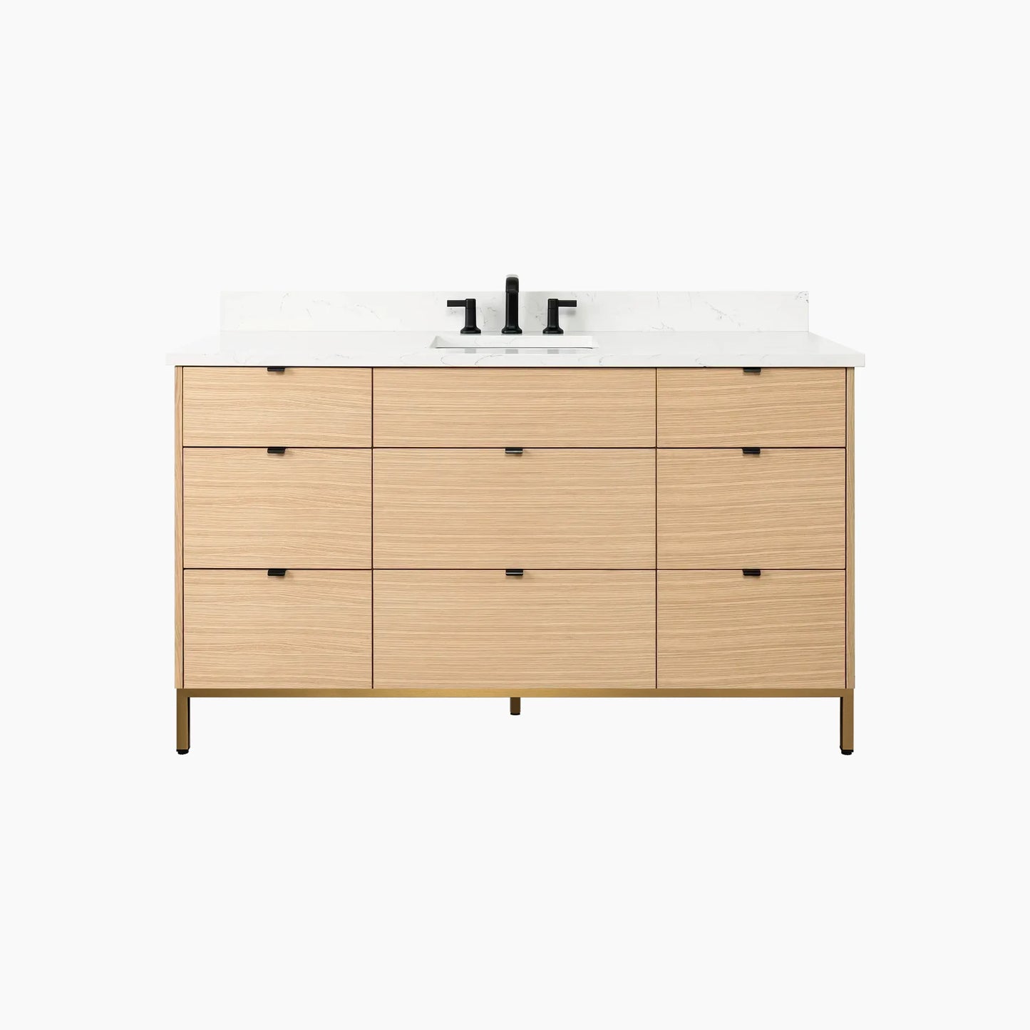 
                  
                    Ashbury 60" Natural White Oak Bathroom Vanity - All Drawers
                  
                
