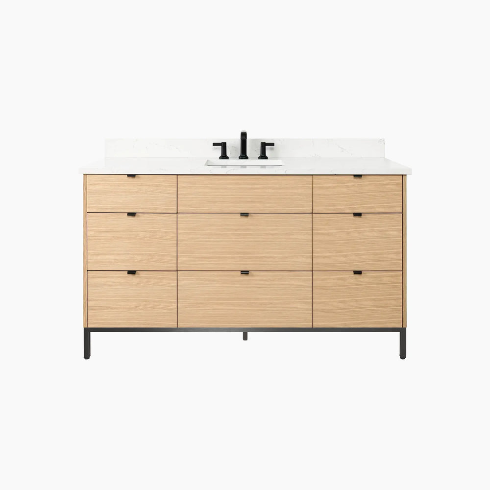 
                  
                    Ashbury 60" Natural White Oak Bathroom Vanity - All Drawers
                  
                