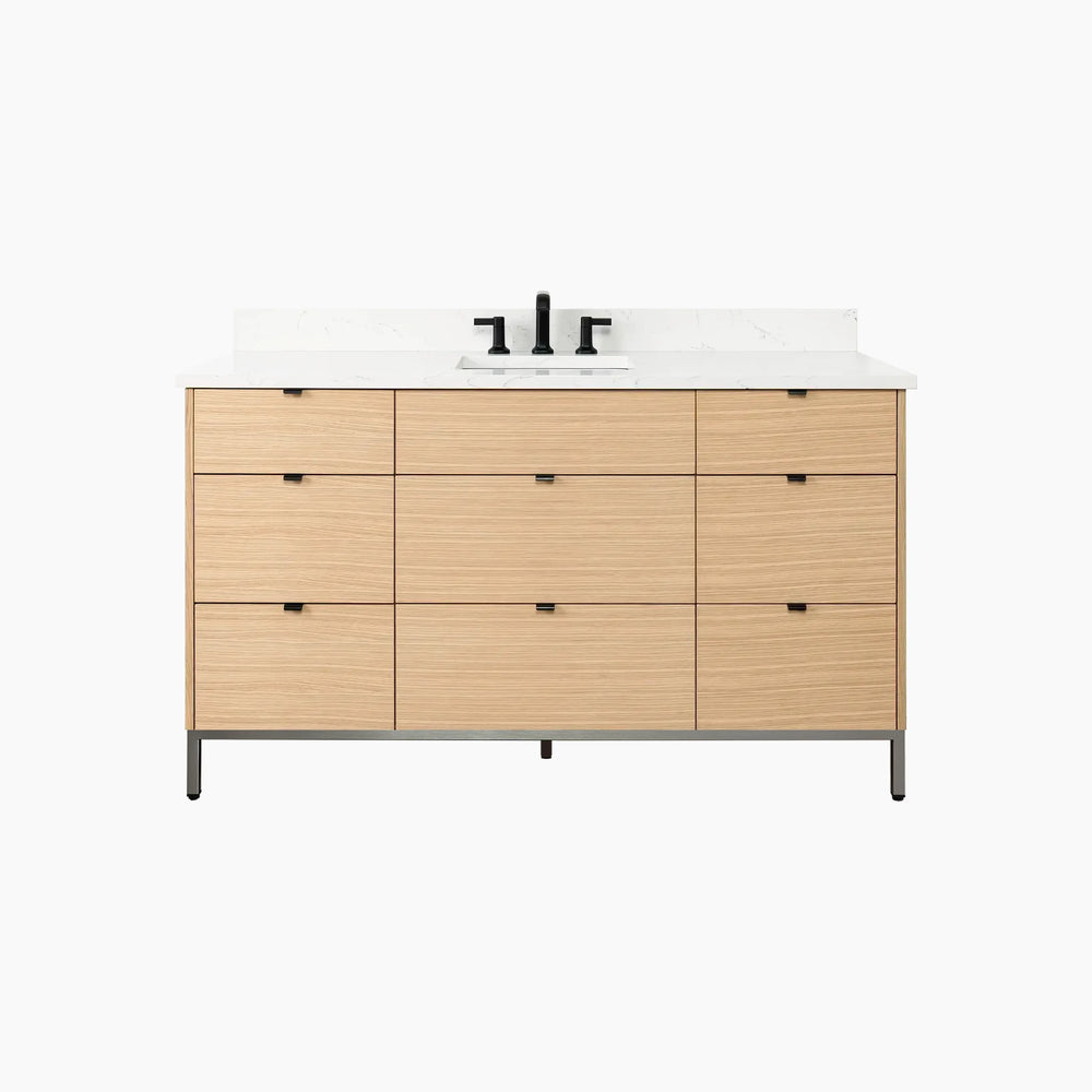 
                  
                    Ashbury 60" Natural White Oak Bathroom Vanity - All Drawers
                  
                