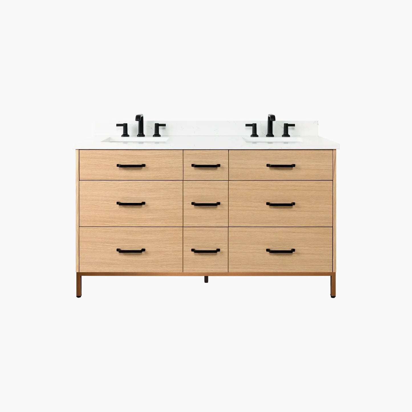 
                  
                    Ashbury 60" Natural White Oak Bathroom Vanity, Double Sink - All Drawers
                  
                