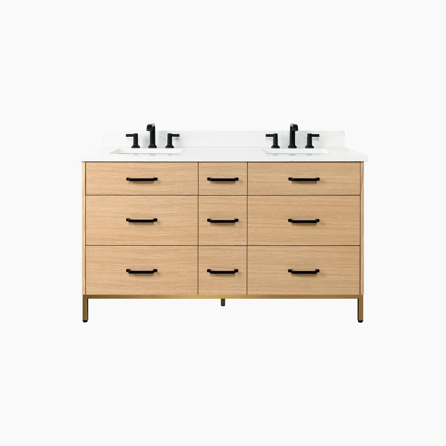 
                  
                    Ashbury 60" Natural White Oak Bathroom Vanity, Double Sink - All Drawers
                  
                